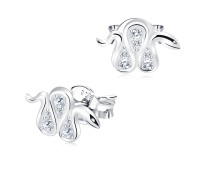 Snake With CZ Stone Silver Ear Stud STS-5057